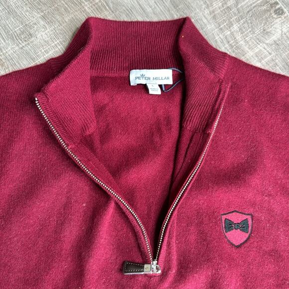 NWT PETER MILLAR Burgundy Cashmere 1/4 Zip Sleeveless Golf Sweater Vest Men’s - Picture 5 of 8